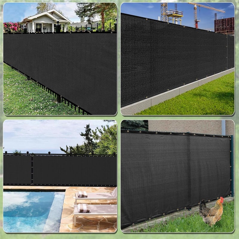 DenForste Privacy Fence Screen,with Gloves, 8X50FT Heavy Duty 220GSM 98% Blockage Privacy Screen Fence for Outdoor Wall Garden Yard Backyard (Black) - Image 5